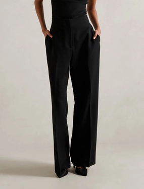 Softened Hem Comfortable Look Fiora Petite Straight Pants