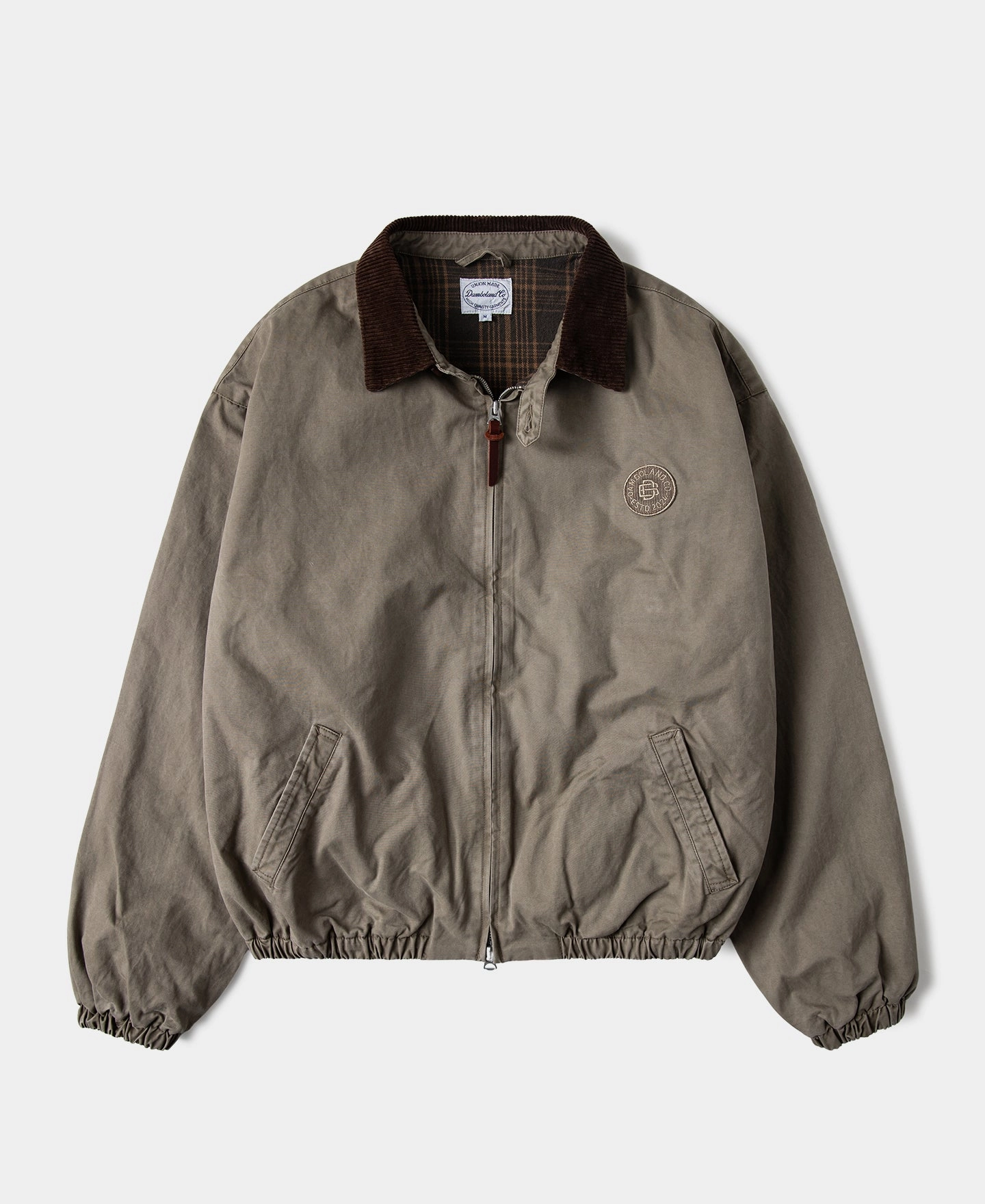Flannel Lined Twill Harrington Jacket - Faded Khaki Ergonomic Drape