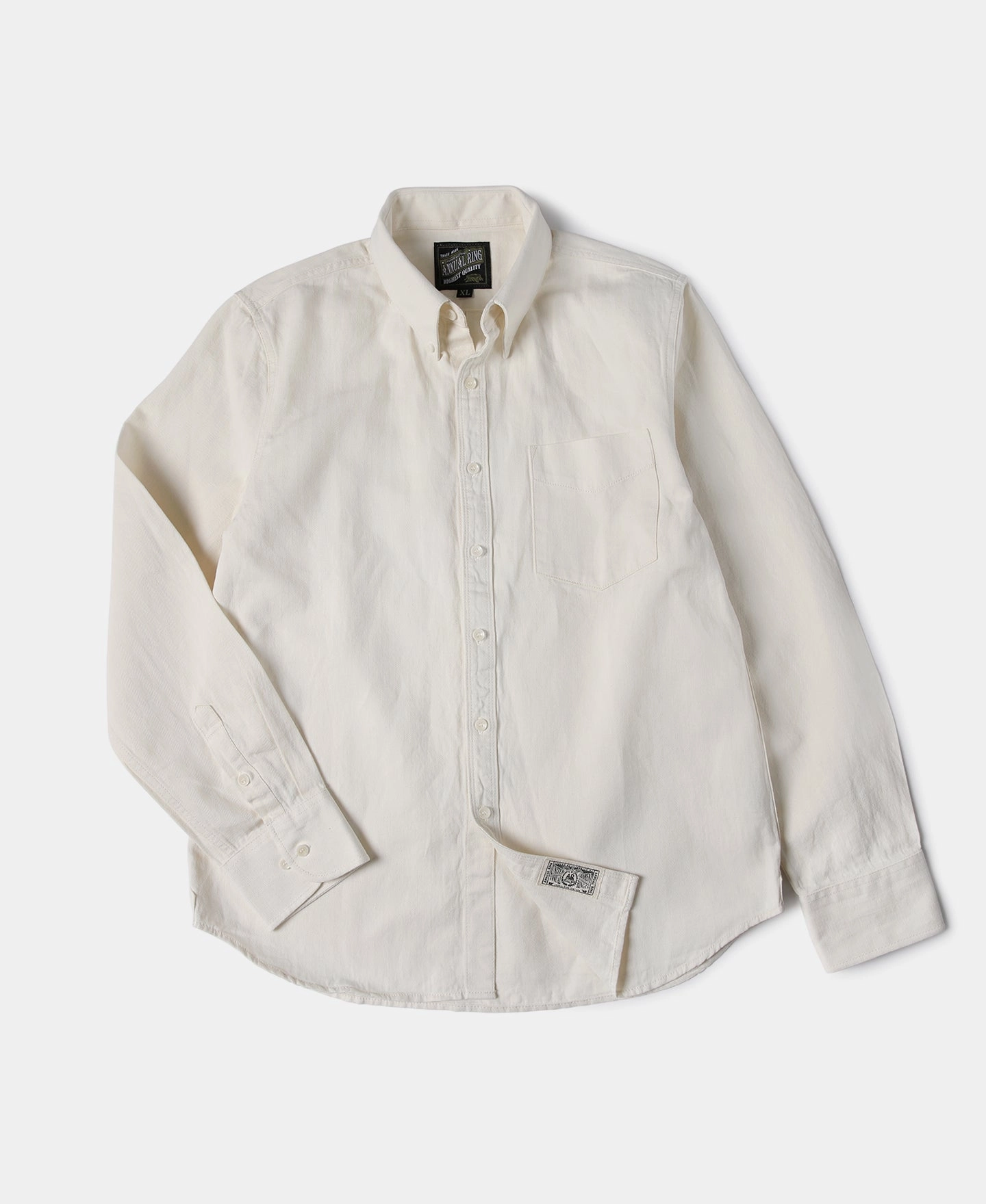 Stylish Appearance White Cotton-Linen Button-Down Shirt