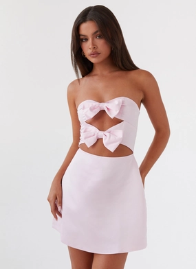 Stylish Line Girl Crush Bow Mini Dress - Pink