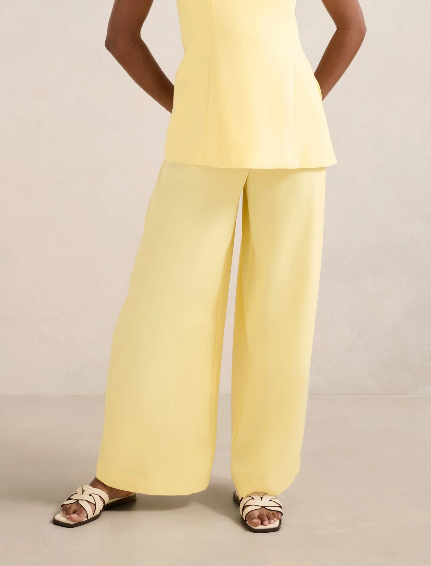 Comfort Flex Comfortable Look Evelyn Petite Elastic Wide Leg Pants