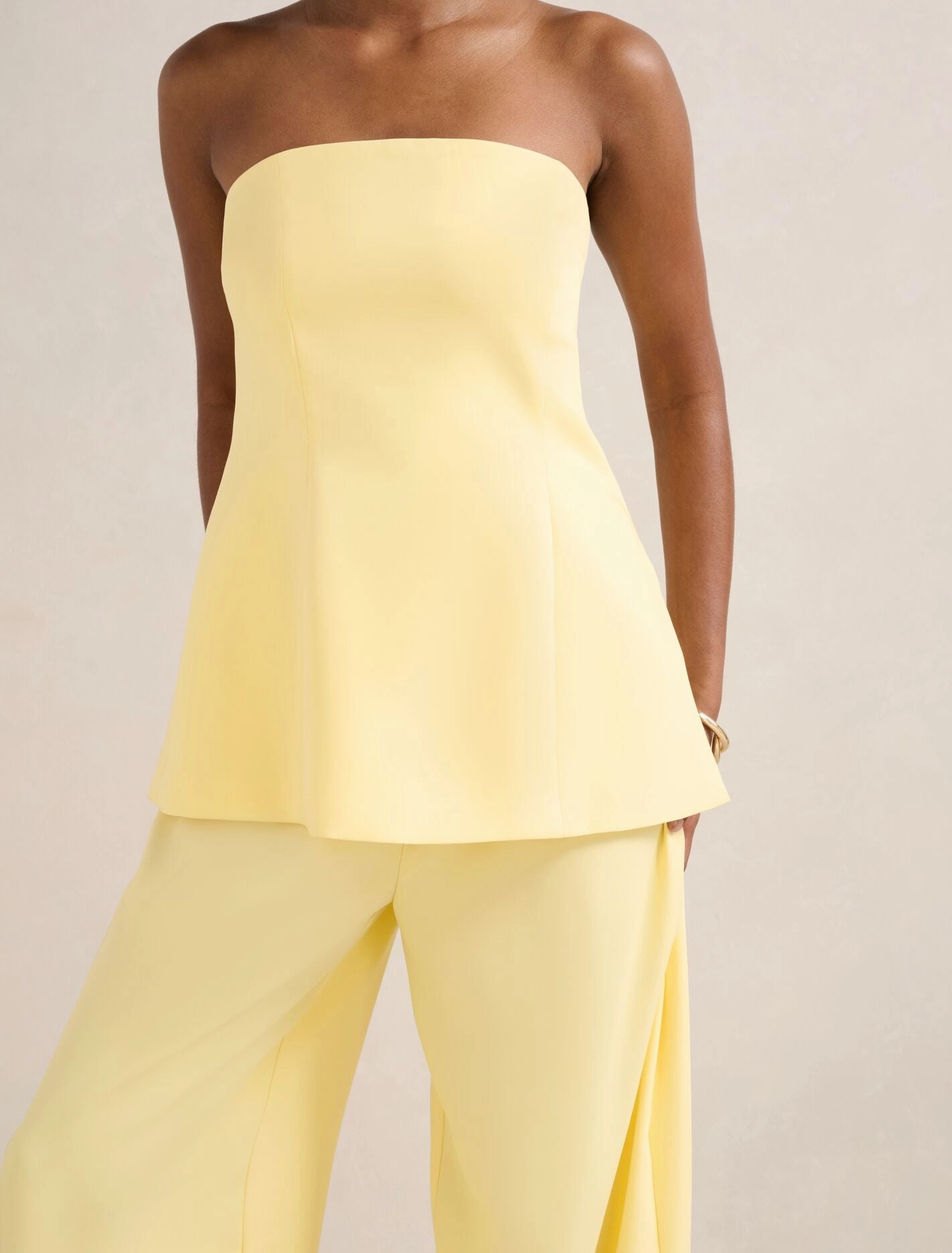 Cropped hem Evelyn Petite Elastic Wide Leg Pants