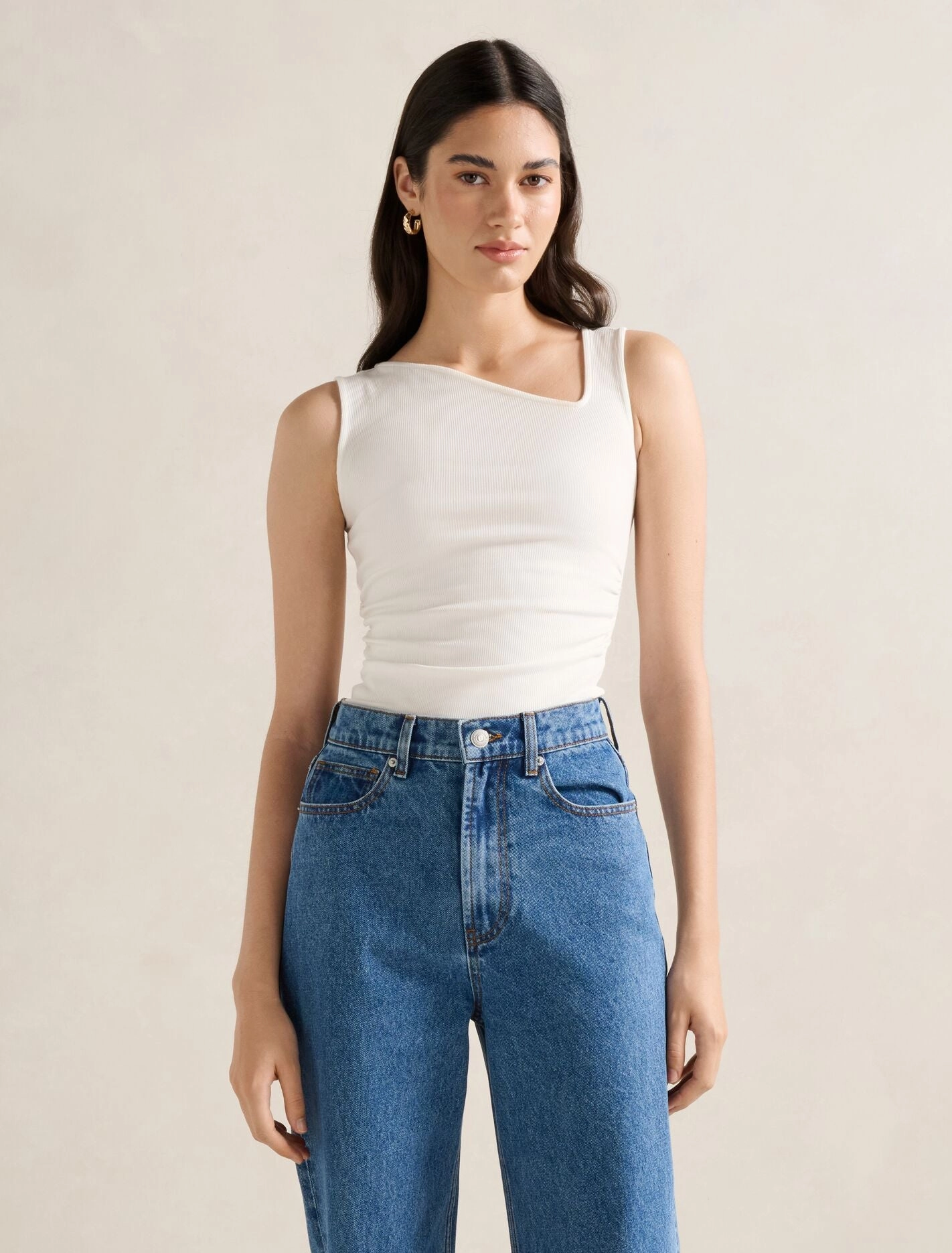 Fleur Asymm Neck Tank Top Cool Fabric HeatPressedLogos