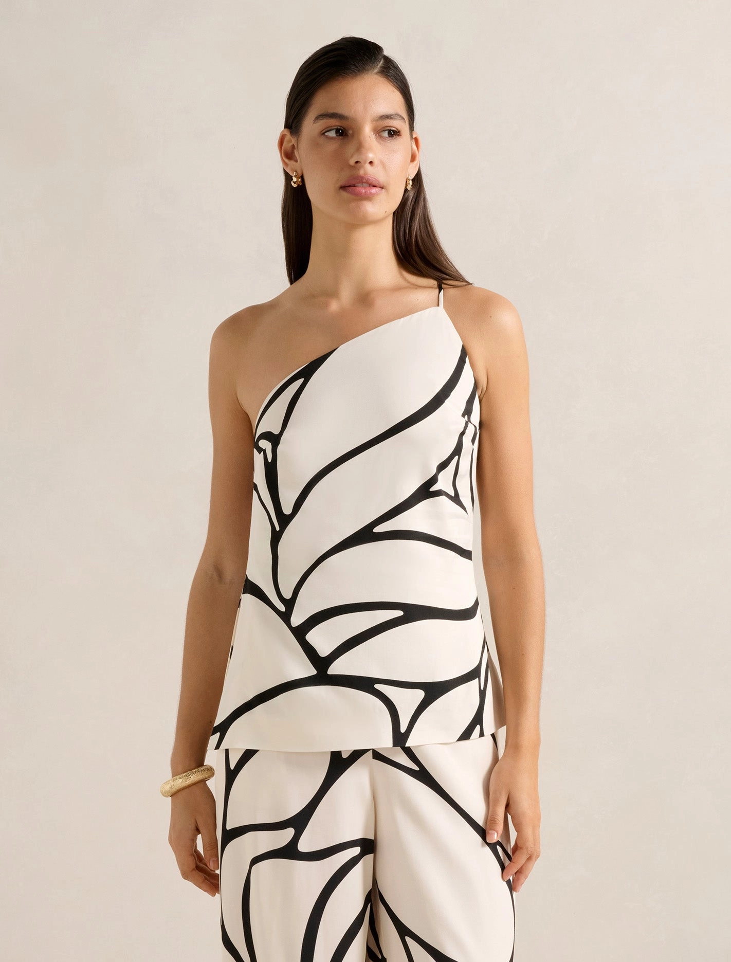 Tailored Placket Miya One Shoulder Top