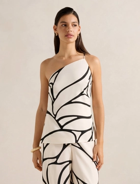 Tailored Placket Miya One Shoulder Top