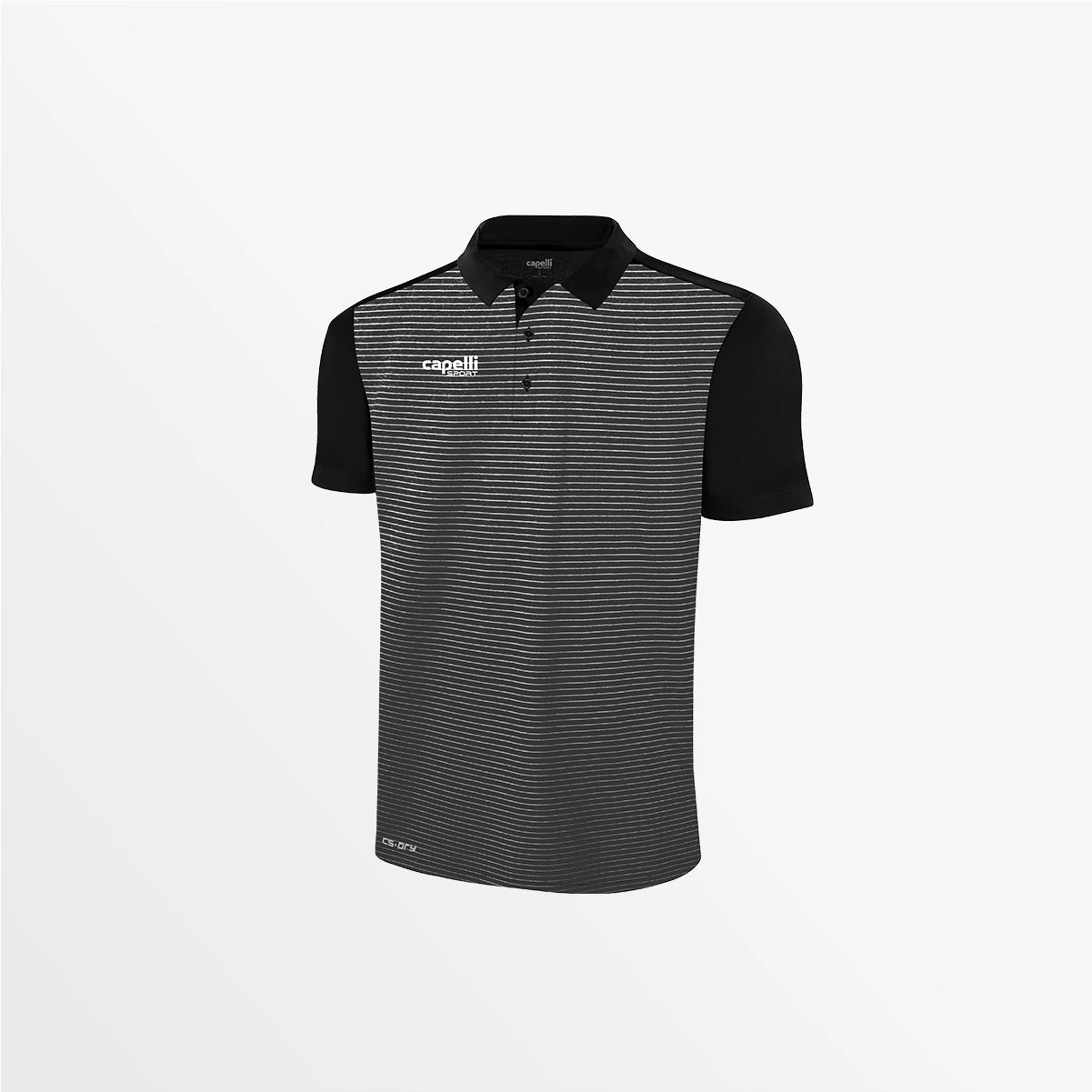 MEN'S CLASSIC SMALL STRIPE POLY POLO High Density Knit Office Look