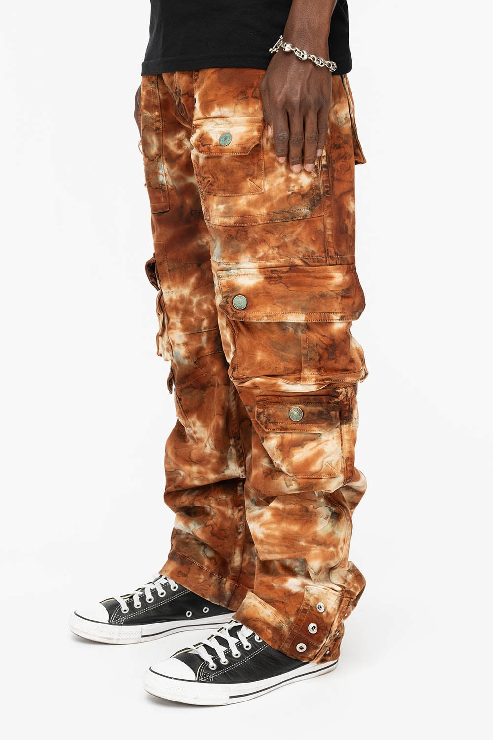ORIGINAL ROBIN??S JEAN CALL OF DUTY CARGO PANTS IN TIE DYE MUD BROWN Modern Minimalist Fashion Lover