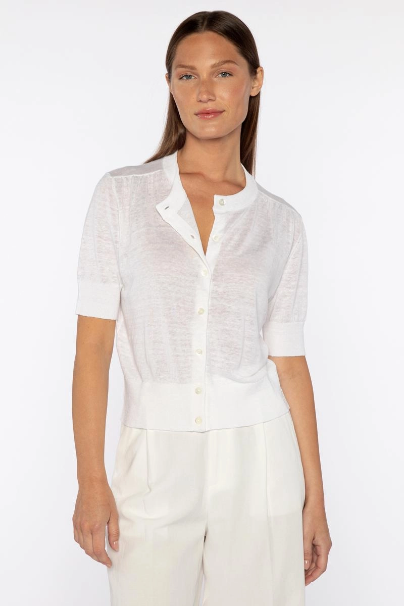 Elastic cuffs Layering Options Gathered Shoulder Cardigan