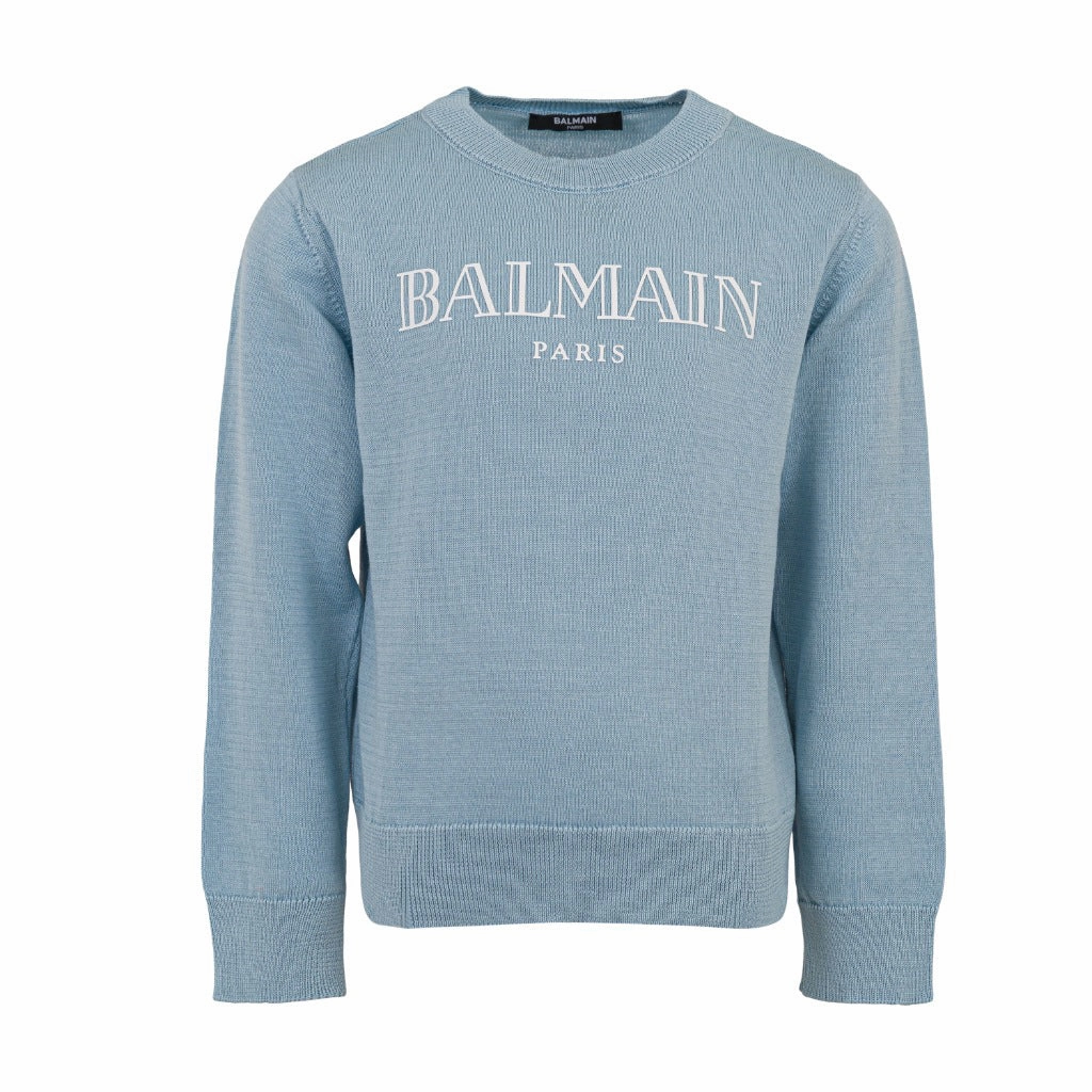 Subtle Design Detail Balmain Kids Logo Knit Jumper