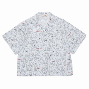 Marni Kids Graphic Print Shirt Summer Blouse Textured Weave