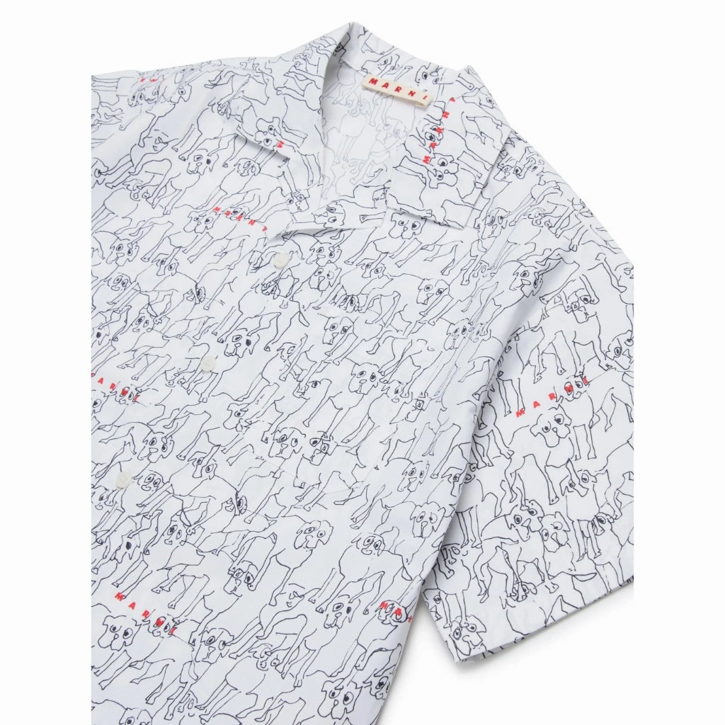 Marni Kids Graphic Print Shirt Fashionable Fit High Neckline Structure