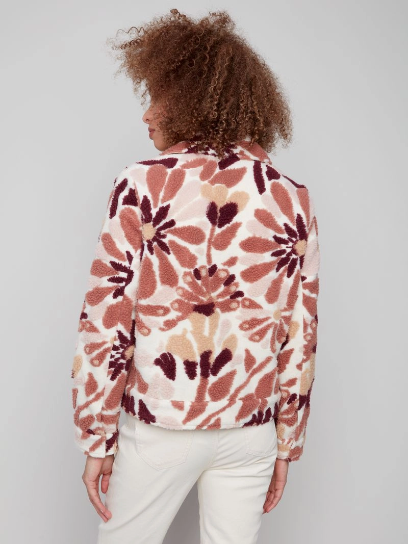 Charlie B. Short Boucle Jacket- Cabernet Bound Edges