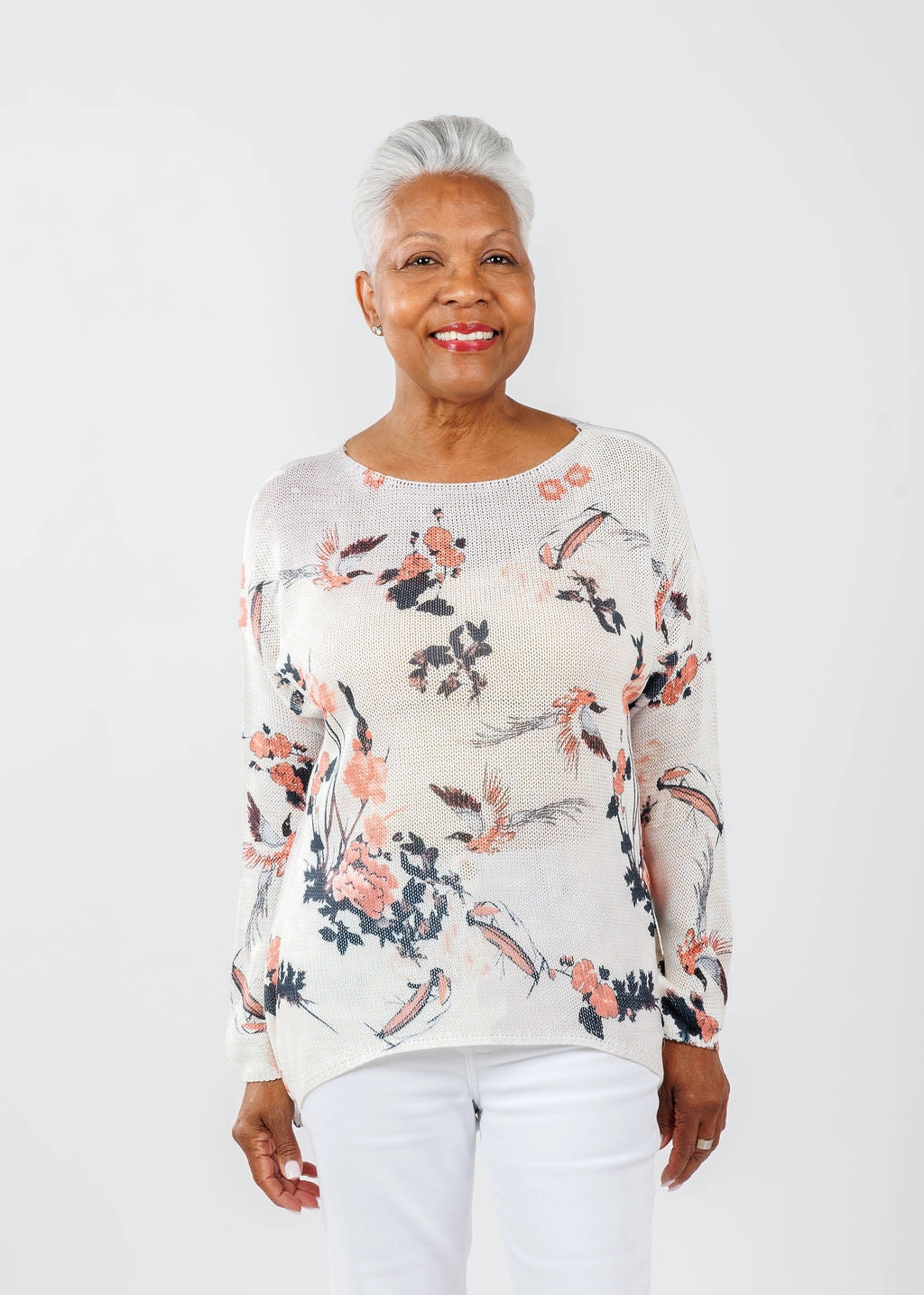 Brushed Interior Flower Sweater - Rosette Sakura