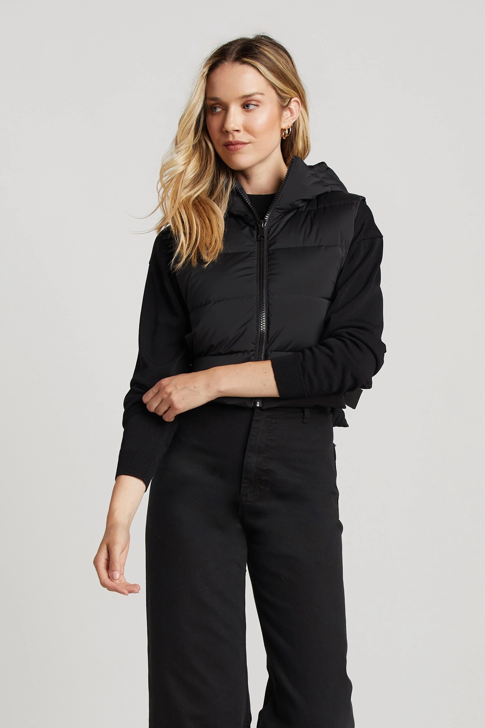 Lola Quilted Full Zip Gilet With Adjustable Side Buckles - Black Ski Use Reinforced Seam Construction