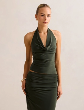 Della Cowl Halter Top CrossGrain Fabric QuickDry Textile