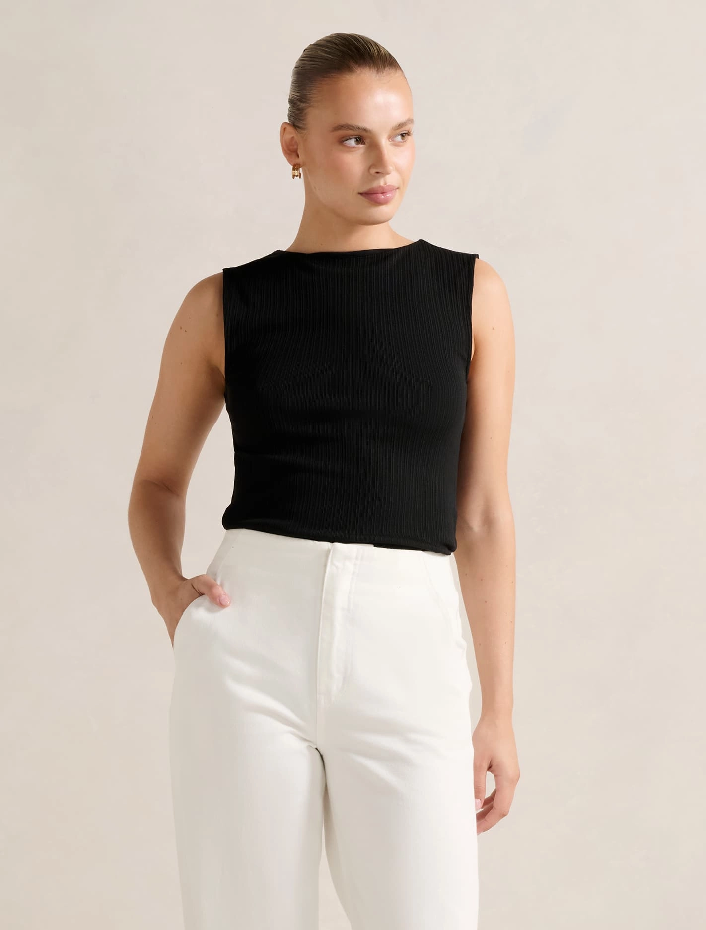 AllSeason Wearability Frankie Boat Neck Tank Top