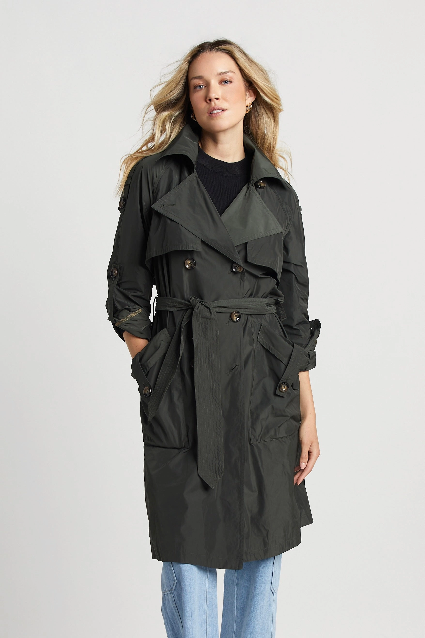 Button Fastenings Raphael Trench Coat - Cilantro