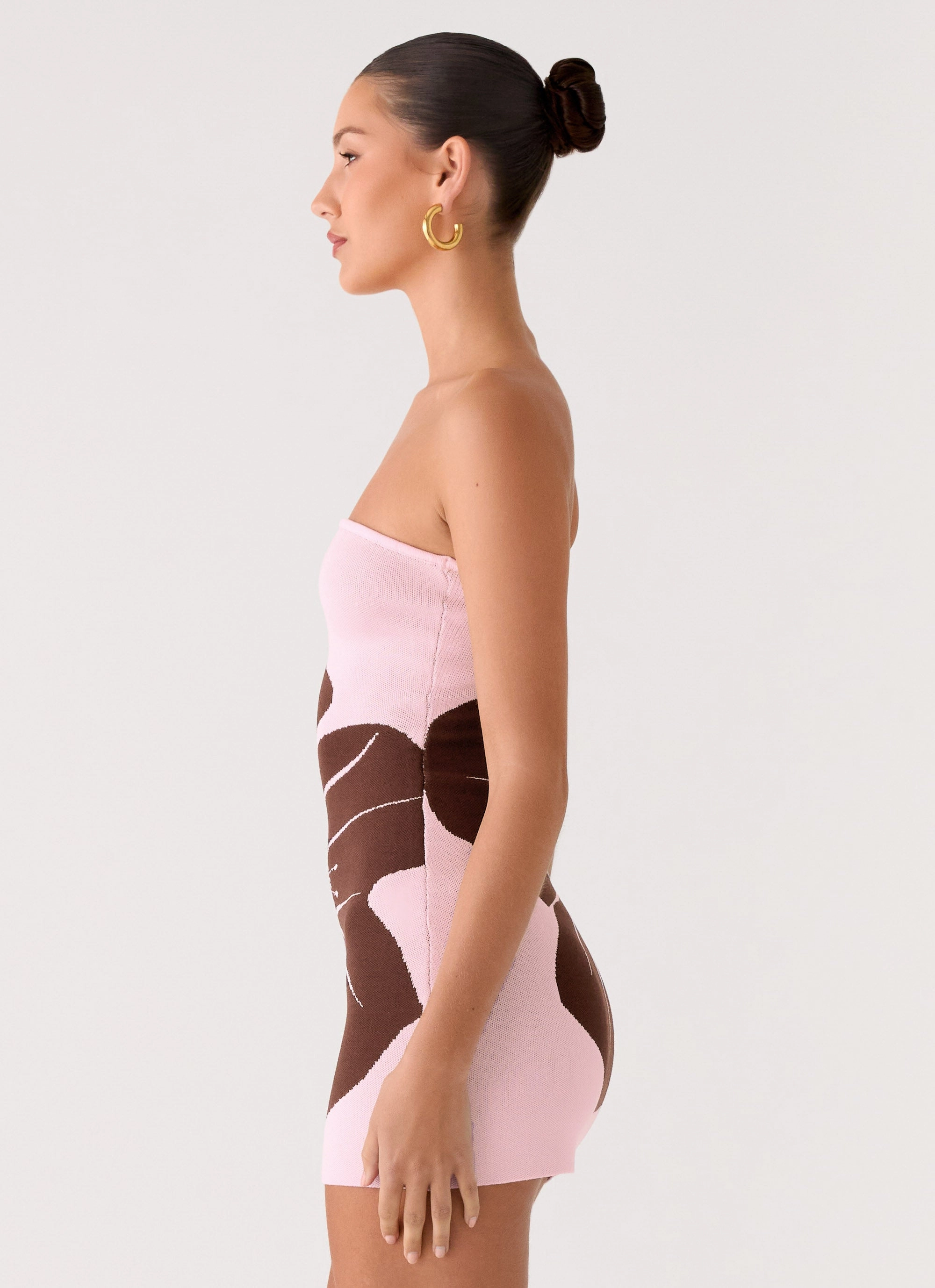 Daywear Fit Kader Strapless Knit Mini Dress - Espresso Meadow