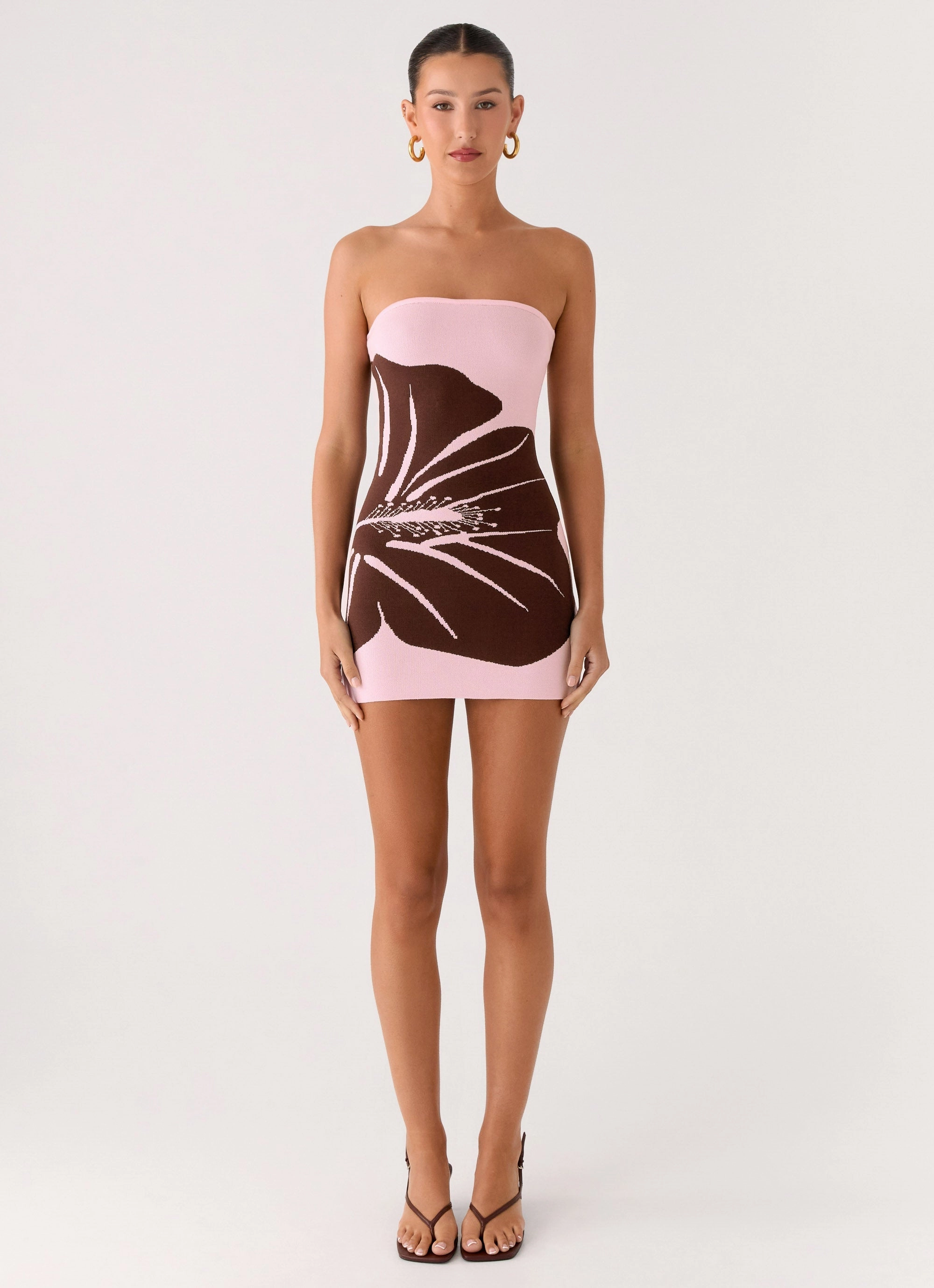 Kader Strapless Knit Mini Dress - Espresso Meadow Bold Cut Pure Motion