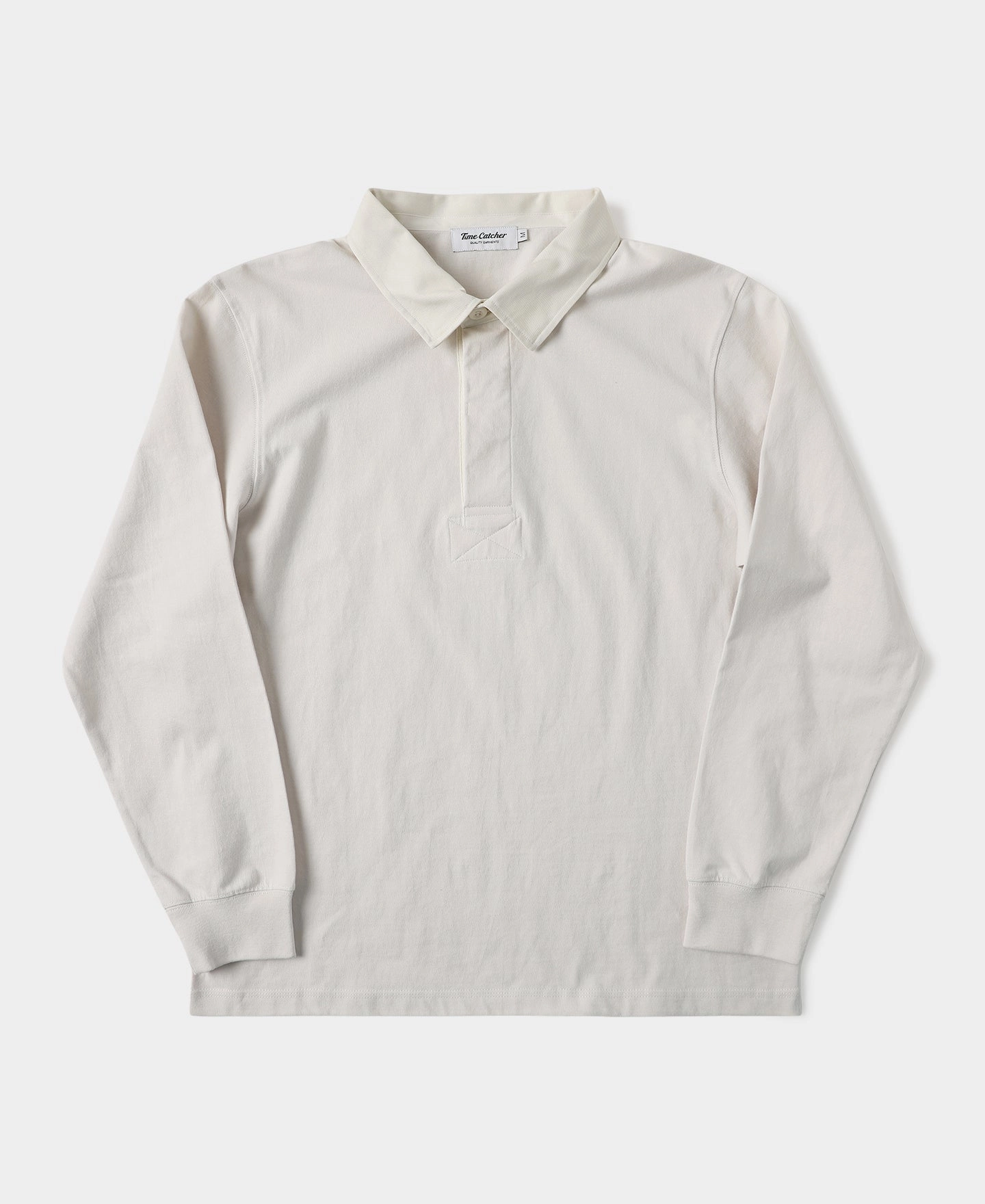 Classic Fit Jersey Tubular Rugby Shirt - Gray White Minimalist Style