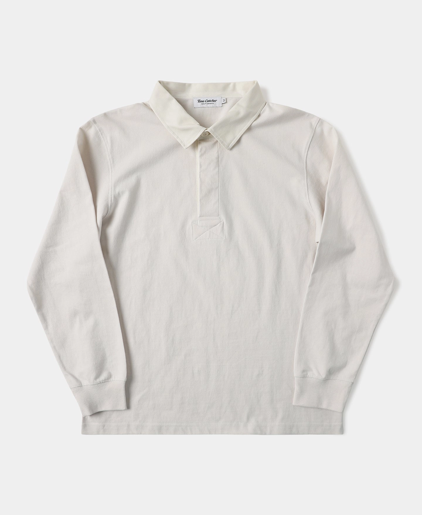 Daily Comfort Stretch Jersey Knit Classic Fit Jersey Tubular Rugby Shirt - Gray White