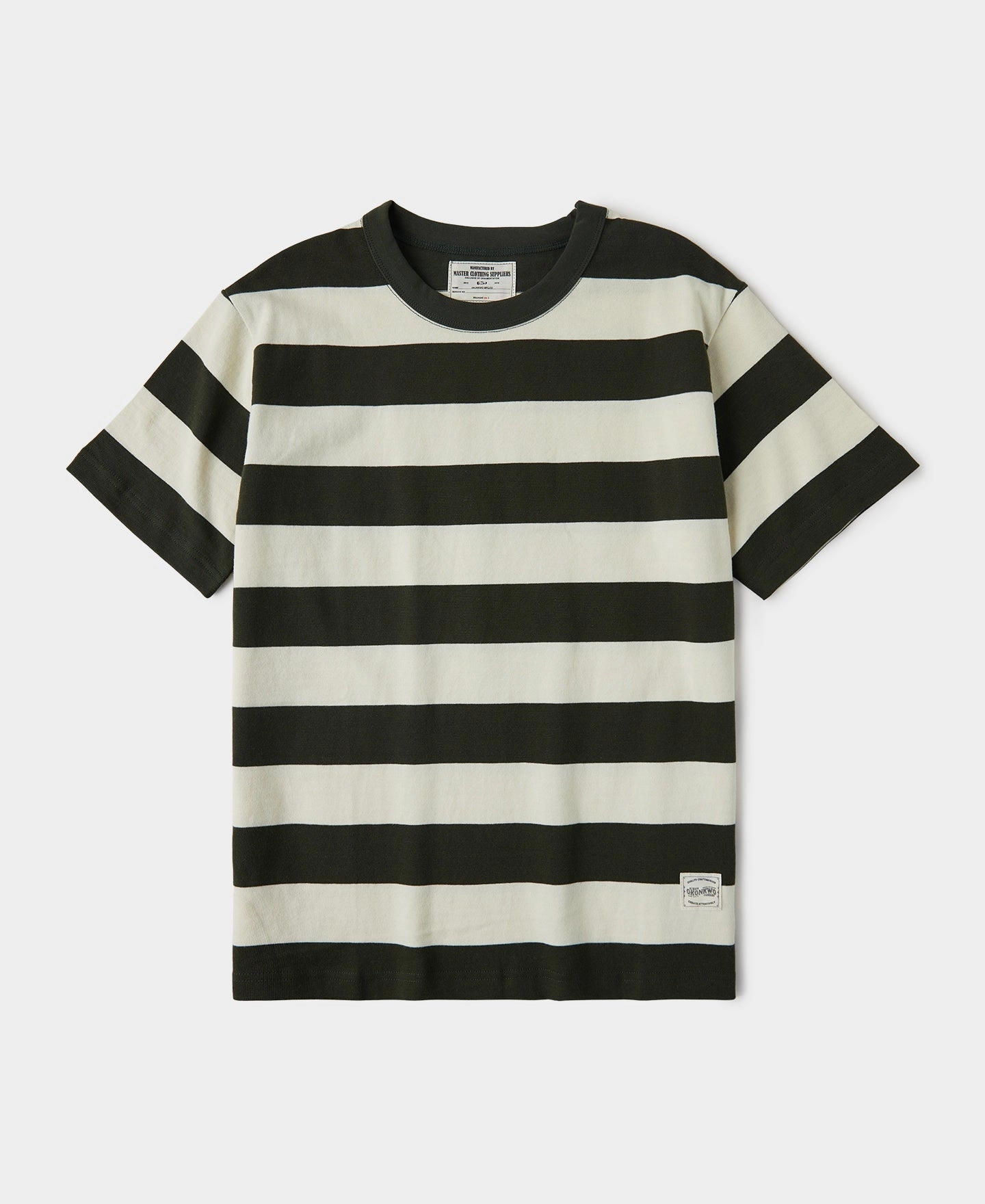 Casual Design Fit Heavyweight Striped Biker T-Shirt - White/Green