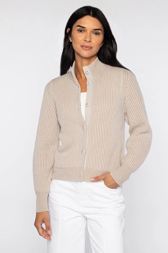 Recycled Yarn Roomy Pockets Gathered Sleeve Cardigan