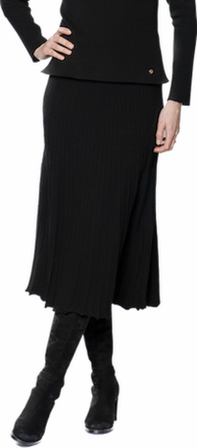 Thermal Regulating Georgia Pleated-Knit Midi Skirt - Black