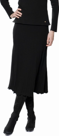 Thermal Regulating Georgia Pleated-Knit Midi Skirt - Black
