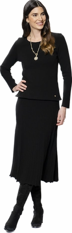 Georgia Pleated-Knit Midi Skirt - Black garden party