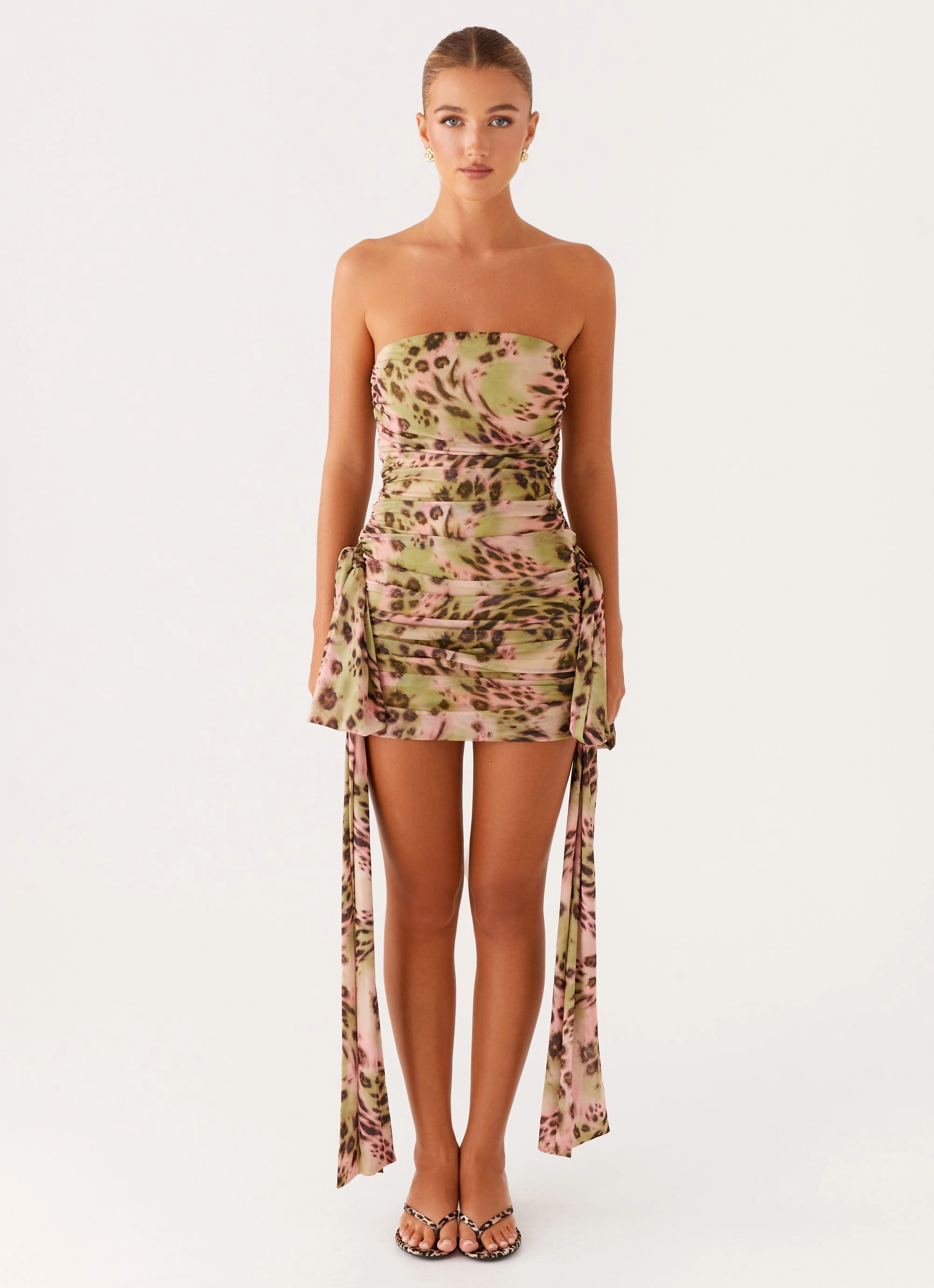 Georgie Mini Dress - Swirl Leo Classic Movement Sheer Panel