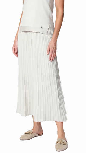 Geraldina Pleated-Knit Maxi Skirt - Beige Low Impact Dye