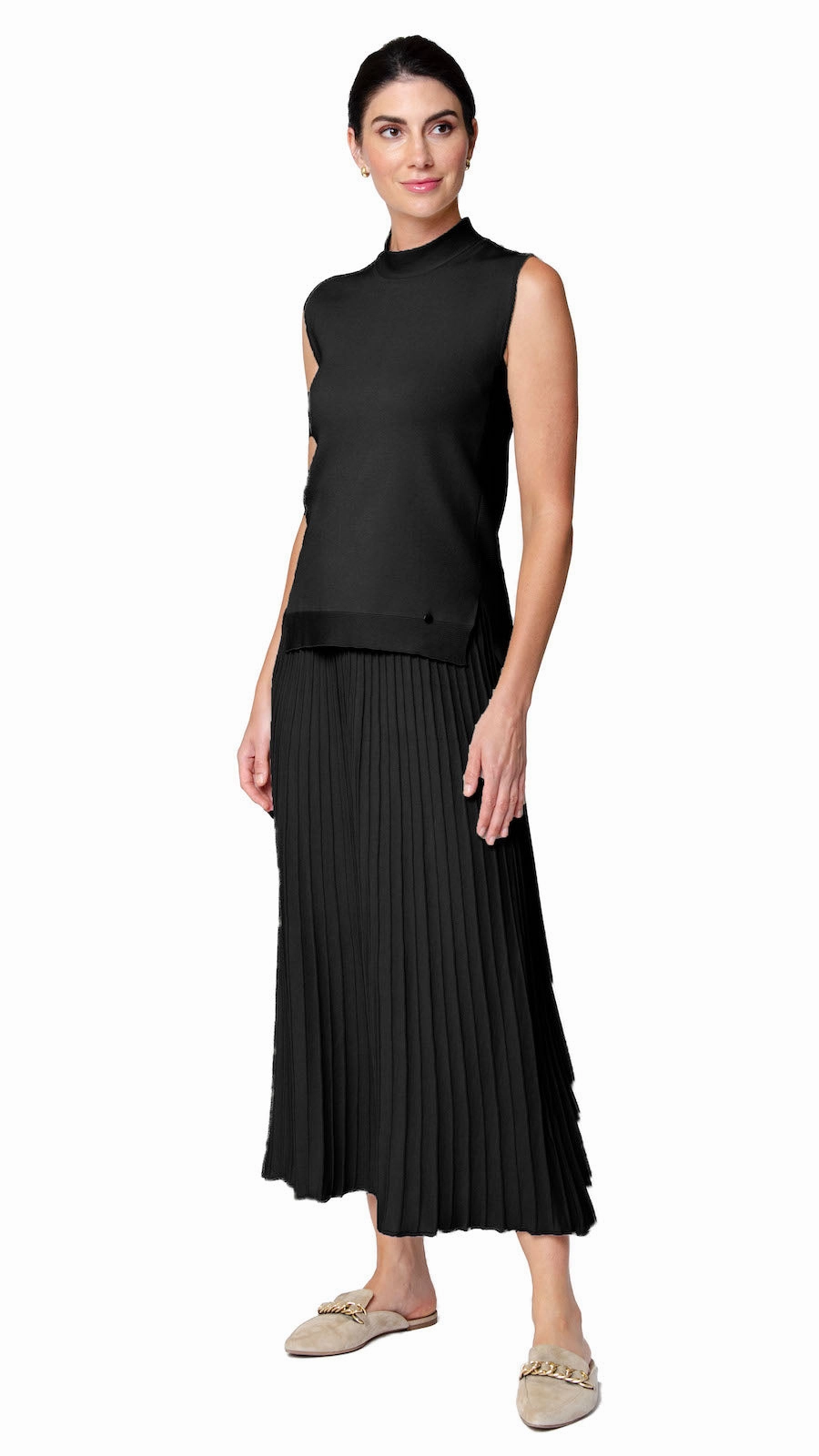 Geraldina Pleated-Knit Maxi Skirt - Black Urban Fit Organic Cotton
