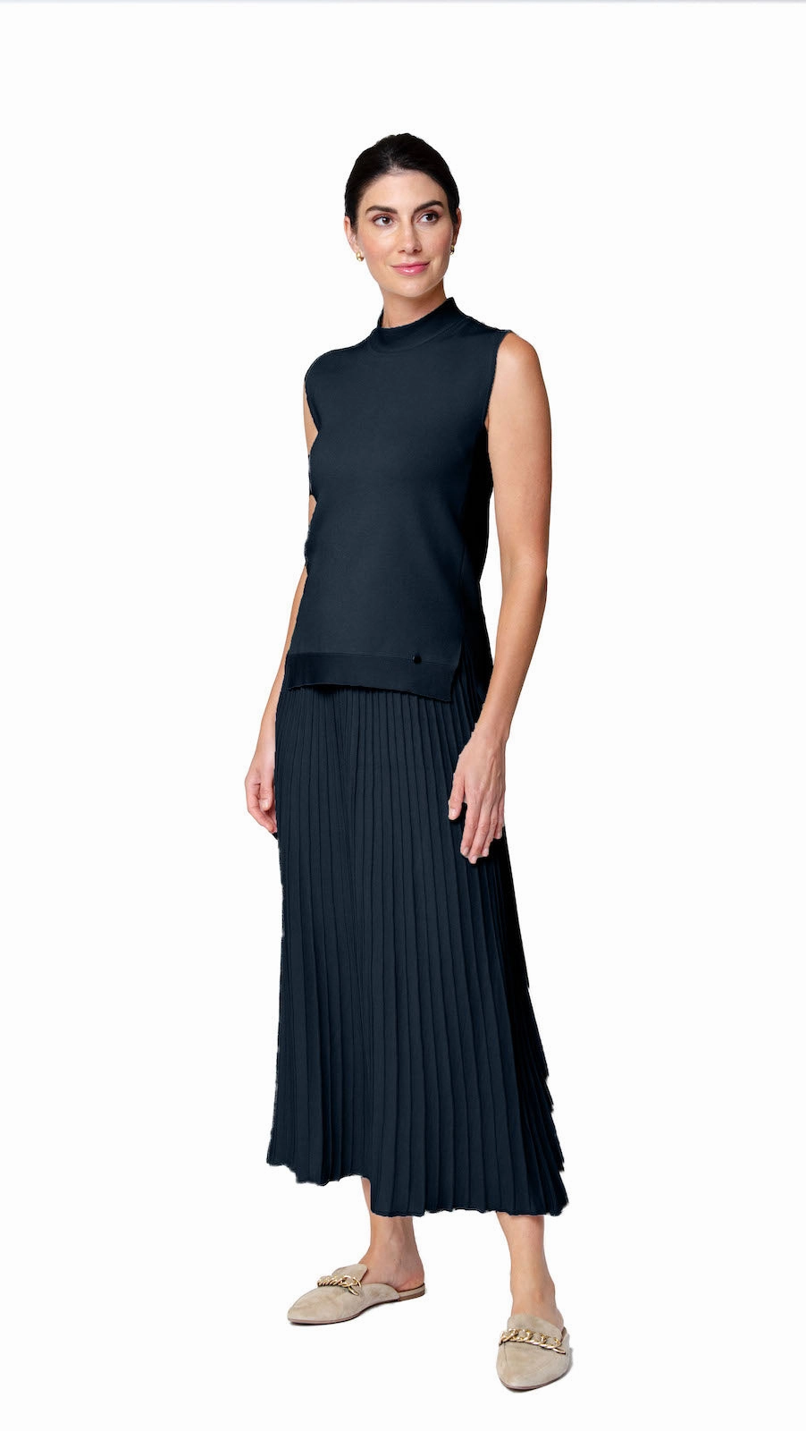 Gathered waist Future Fashion Geraldina Pleated-Knit Maxi Skirt - Dark Navy