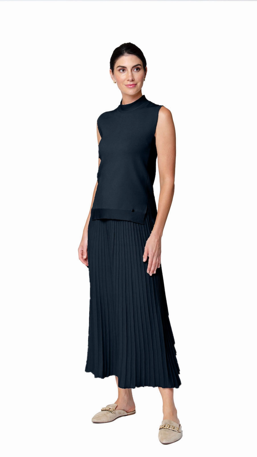 Chic Appeal Geraldina Pleated-Knit Maxi Skirt - Dark Navy