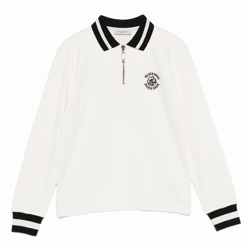 Golden Goose Polo Sweatshirt VentilatedMeshPaneling Ribbed Collar Style