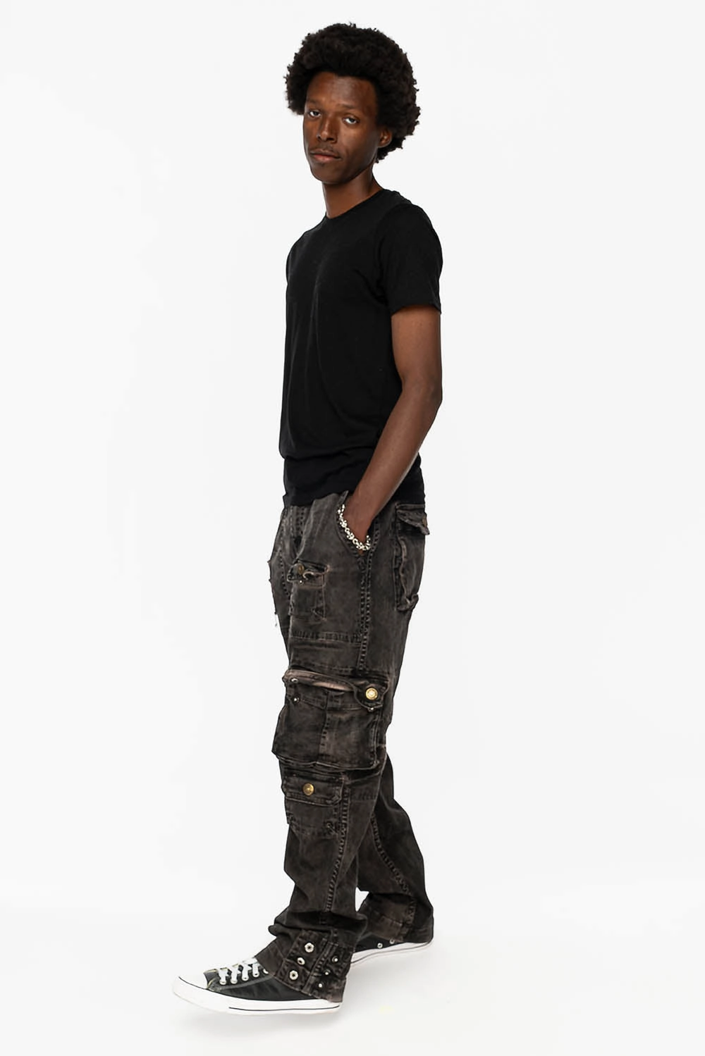 ORIGINAL ROBIN??S JEAN CALL OF DUTY CARGO PANTS IN VINTAGE CHARCOAL WASH Easywear Style Airy Touch
