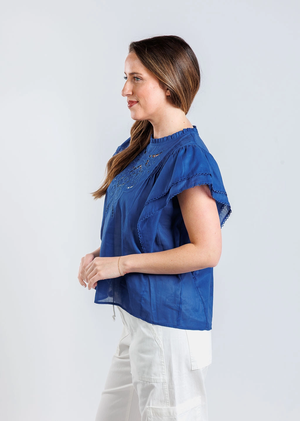 Easy Care High-Quality Fabric Love Blouse - Blue