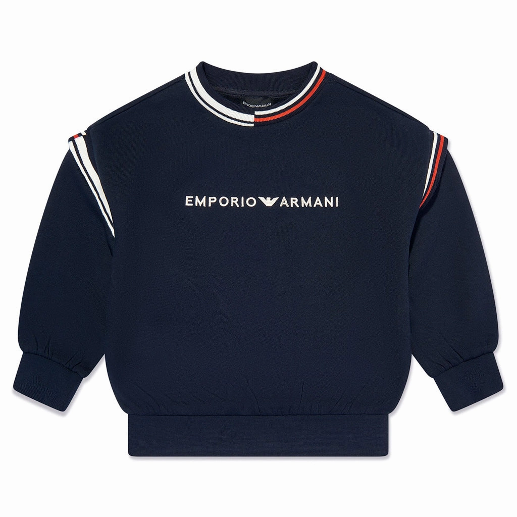 Emporio Armani Junior Logo-embroidered Cotton Jumper MoistureControl