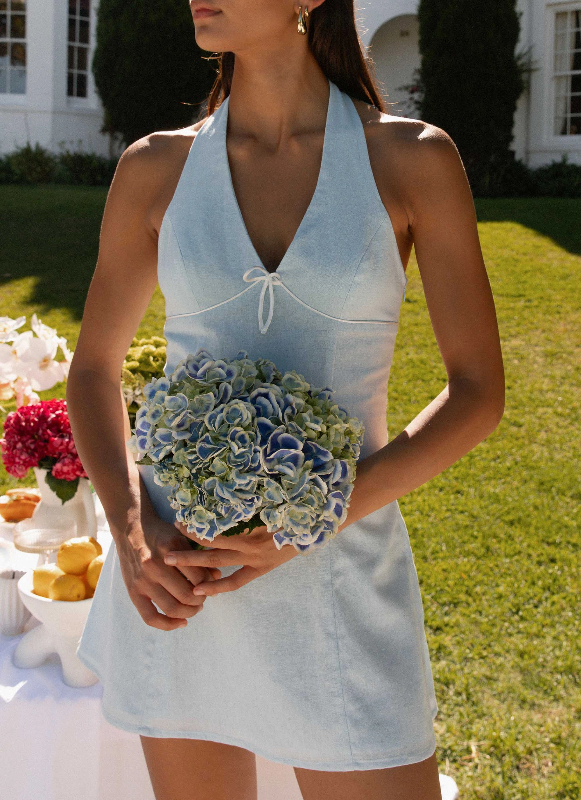 Bronte Mini Dress - Blue Smart And Comfortable Perfect Waistband