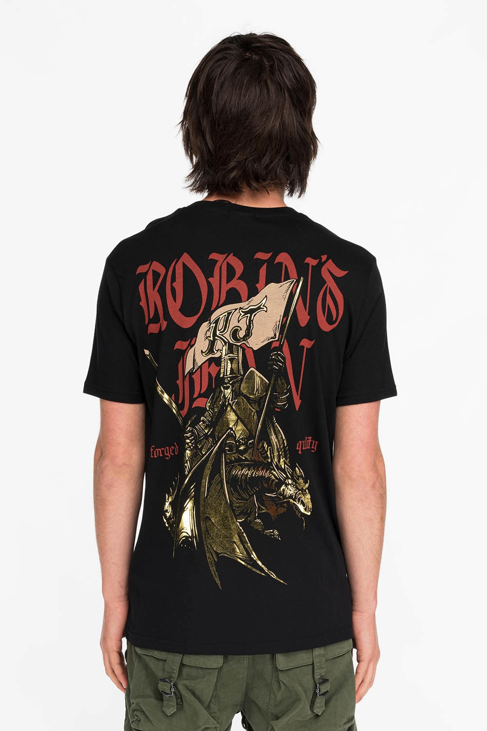 DRAGON KNIGHT TEE WITH GOLD FOIL PRINT IN BLACK Soft Base