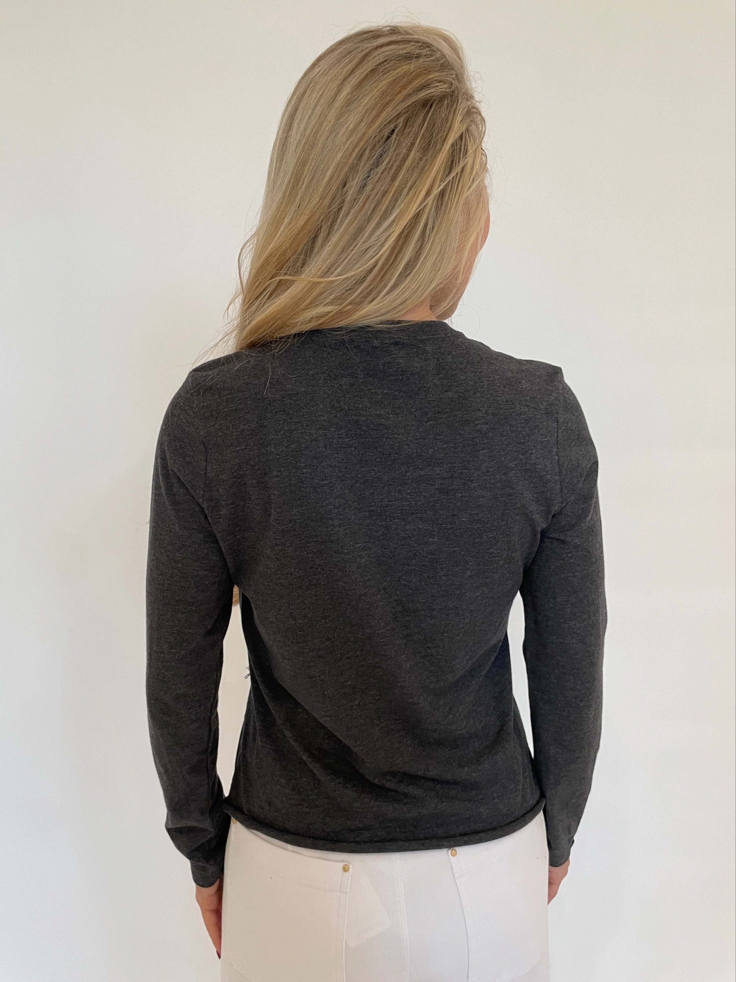 Kim Love Crew Neck Top - Grey/Denim Inner Layer