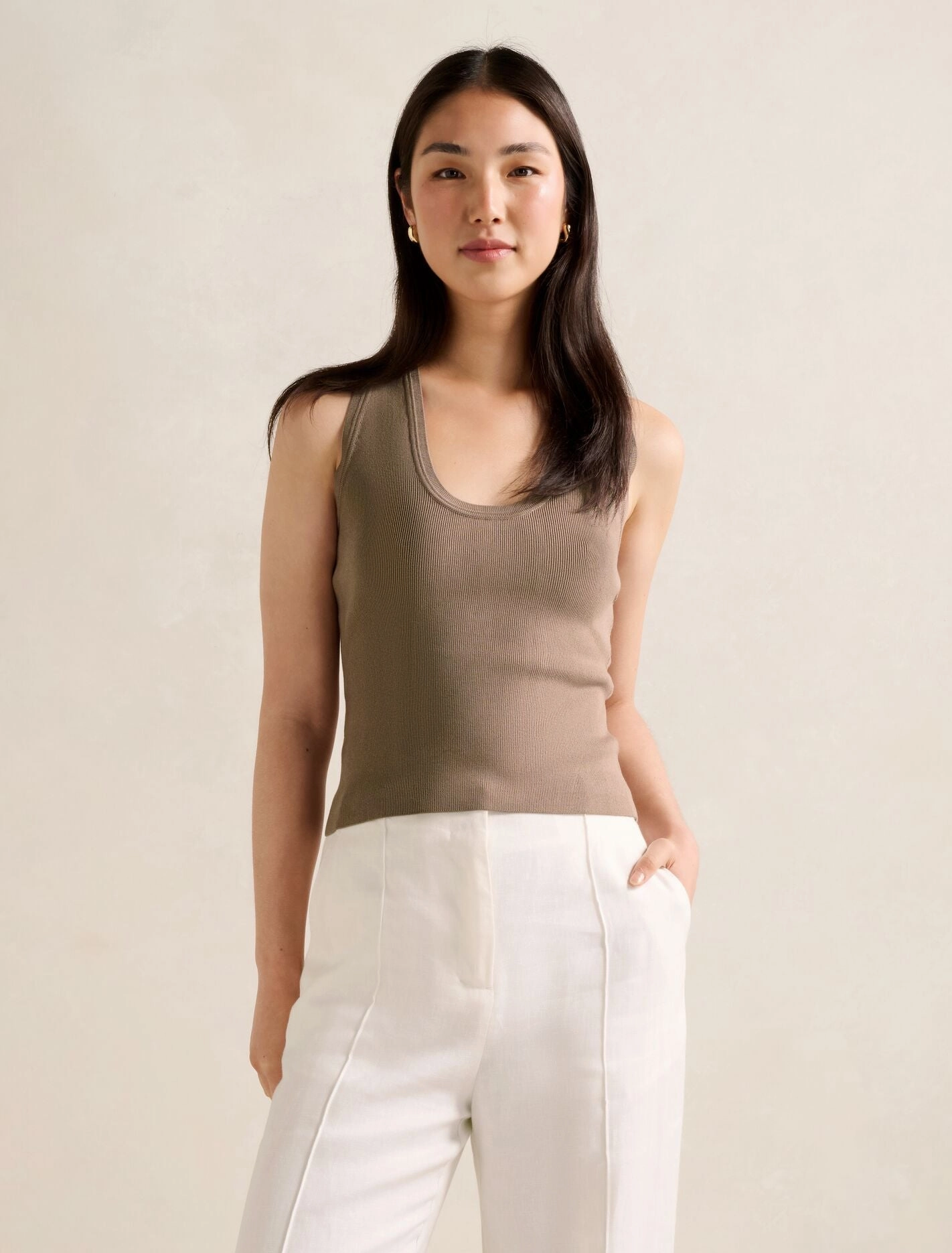 Harley Scoop Neck Tank Top Wrinkle Resistant Weave WrinkleResistantFinish