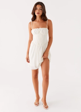Cool Drape Cozy Silhouette Harmony Mini Dress - Ivory