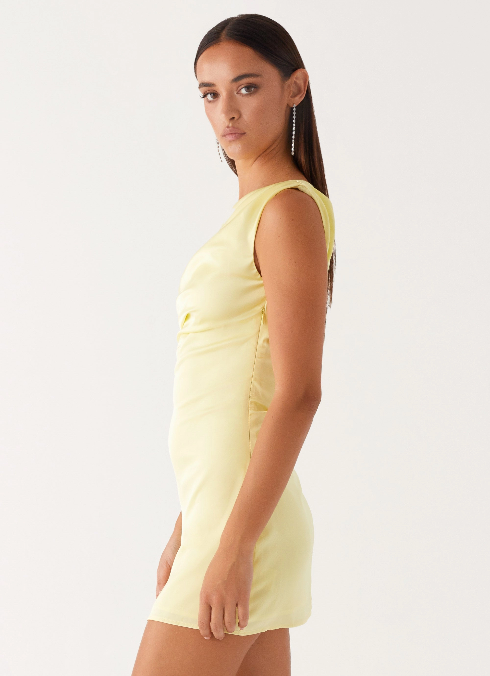 Smart Fit Heart Of Glass Satin Mini Dress - Yellow