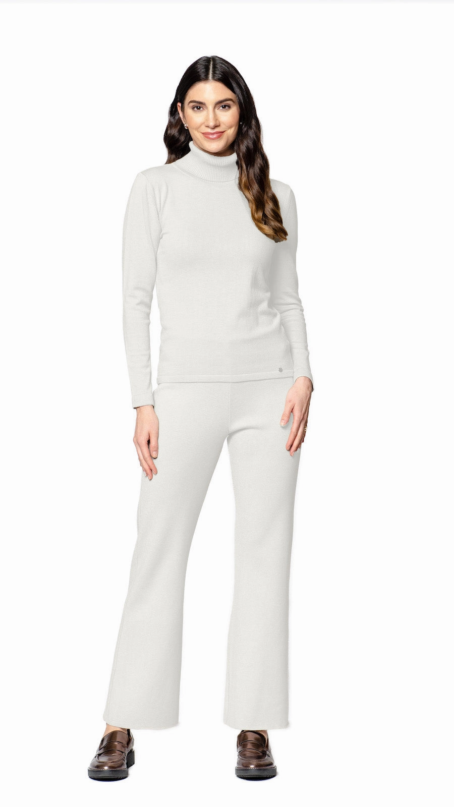 Soft Touch Fabric Everyday Comfort Paris Classic Turtleneck - Winter White