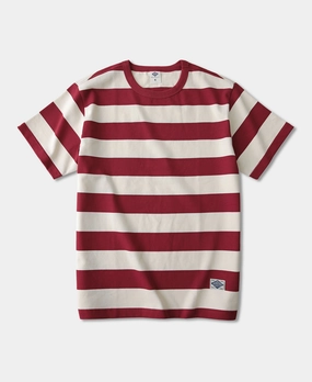 Casual Choice Wear Heavyweight Cotton Wide Striped T-Shirt - Red/Apricot