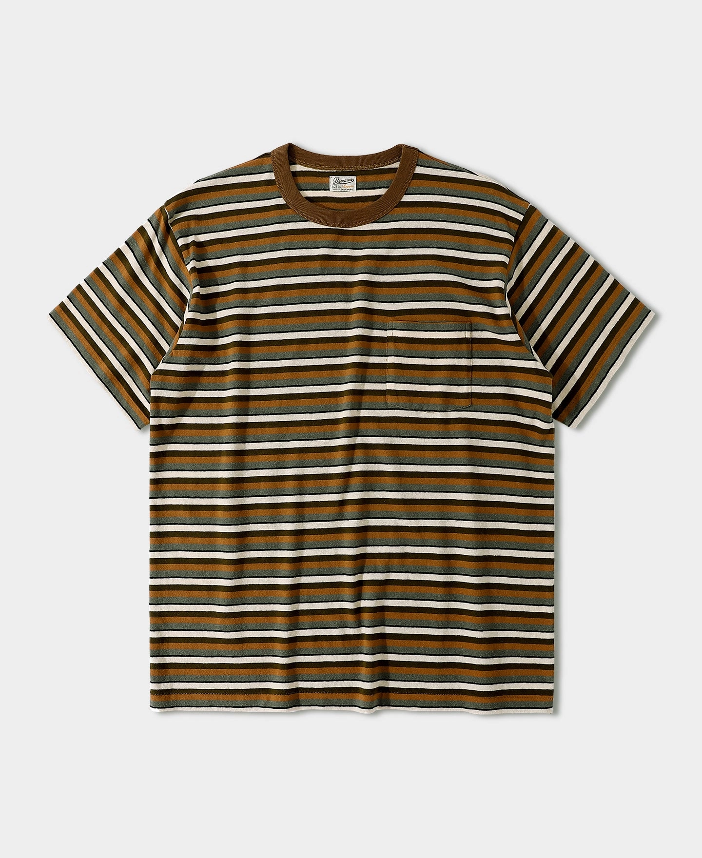 NonIrritating Fabric Hemp Organic Cotton Blend Stripe T-Shirt - Brown