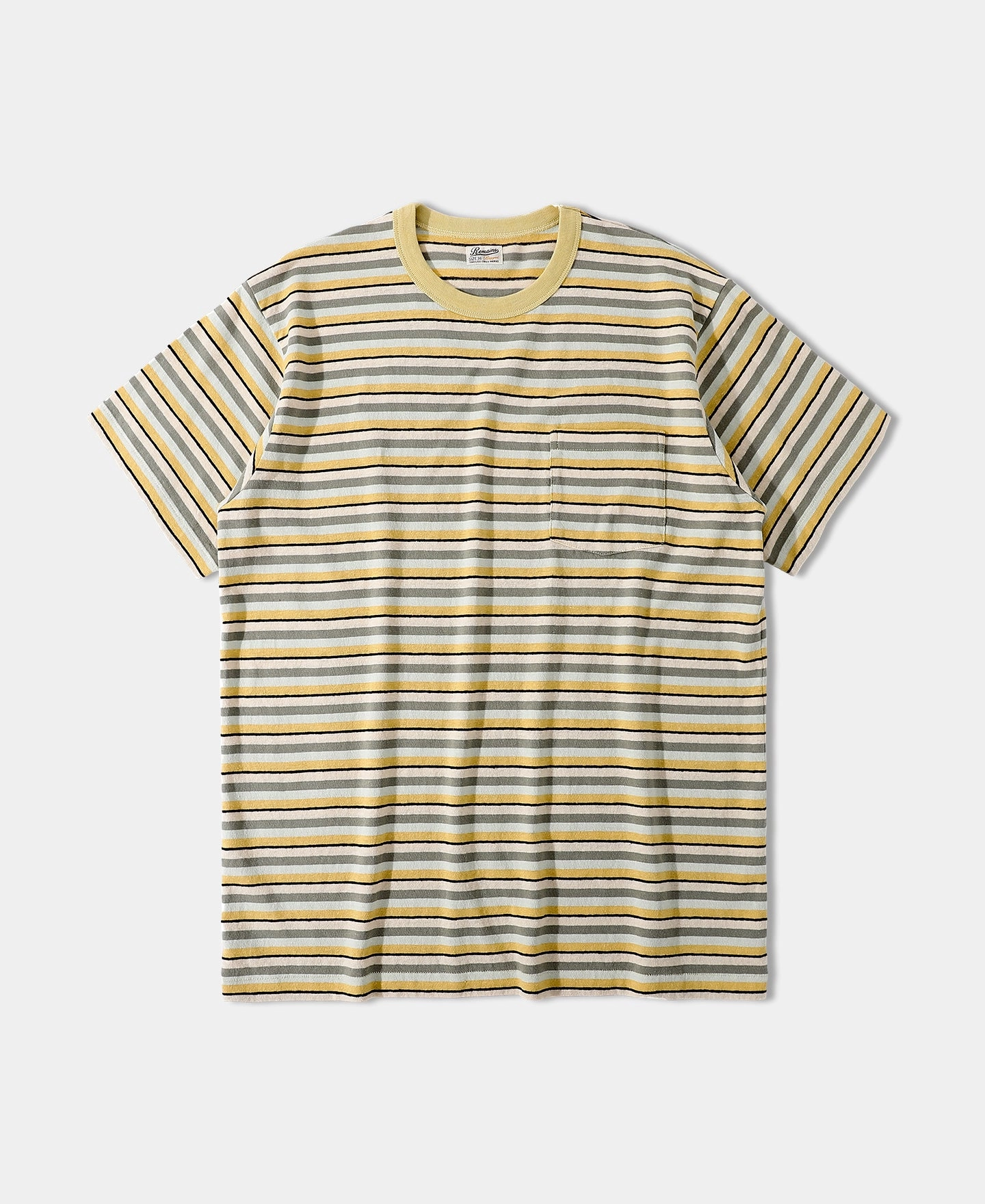 Layered Look Hemp Organic Cotton Blend Stripe T-Shirt - Yellow
