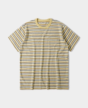 Layered Look Hemp Organic Cotton Blend Stripe T-Shirt - Yellow